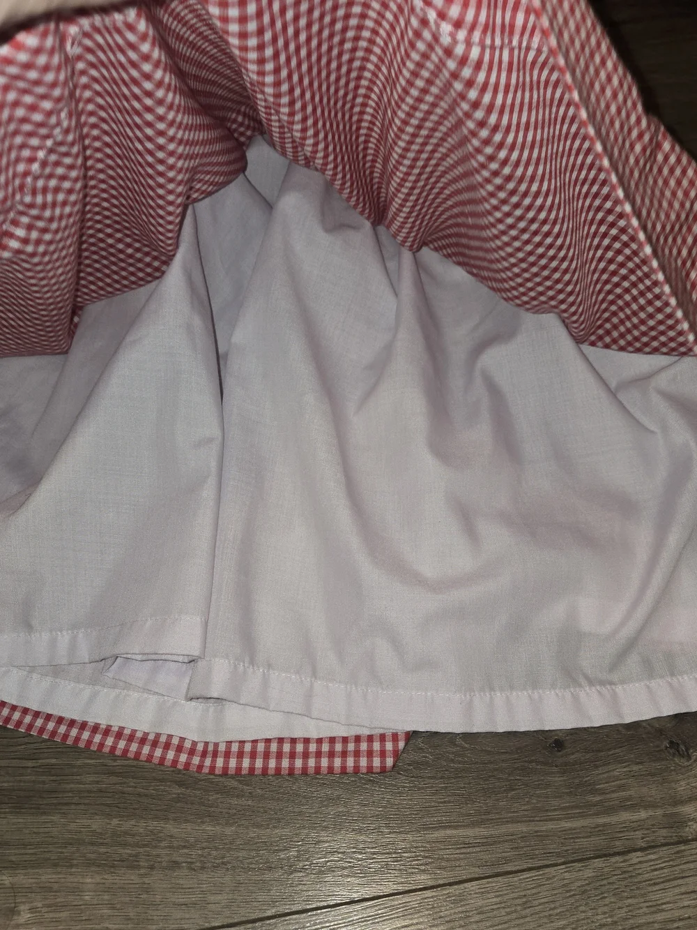 Red Gingham Kids Dress With White Collar